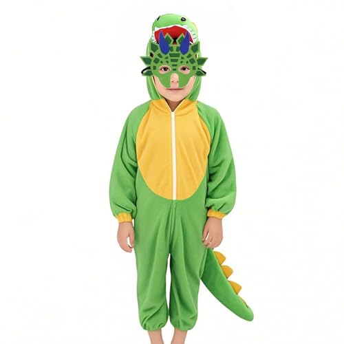 MUNSKT Dinosaurier Kostüm für Kinder 3-8 Jahre, Overall Onesie mit Dino-Maske, Karnevalskostüm, Geburtstagskleidung, Partyzubehör, Cosplay-Spielzeug in Größen 90-130, perfekt für Jungen Mädchen MUNSKT Dinosaurier Kostüm für Kinder 3-8 Jahre, Overall Onesie mit Dino-Maske, Karnevalskostüm, Geburtstagskleidung, Partyzubehör, Cosplay-Spielzeug in Größen 90-130, perfekt für Jungen Mädchen von MUNSKT