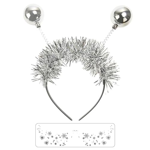 MUNSKT Glitzer Alien Haarreif mit schwingenden Bällen und Gesicht Kunst Aufklebern, Silber Disco Party Kopfschmuck für Karneval, Weihnachten, Halloween, Neujahr, Strandpartys Verkleidung Damen Herren MUNSKT Glitzer Alien Haarreif mit schwingenden Bällen und Gesicht Kunst Aufklebern, Silber Disco Party Kopfschmuck für Karneval, Weihnachten, Halloween, Neujahr, Strandpartys Verkleidung Damen Herren von MUNSKT