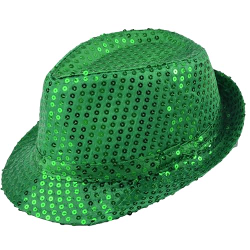 MUNSKT Glitzer-Jazz-Mütze, Paillettenhut für Erwachsene, Paillettenhut für Party, Hip-Hop-Paillettenhut für Junggesellinnenabschied, Tanzshows, Partys, Karneval und Kostümveranstaltungen (grün) von MUNSKT