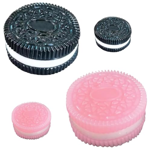 MUNSKT Oreo-inspiriertes Squishy-Set, 4 Stück, 2 große + 2 Mini-Schlüsselanhänger (rosa & schwarz), lindert Stress und Angst, Partygeschenke & Entspannung im Büro, für Kinder und Erwachsene von MUNSKT