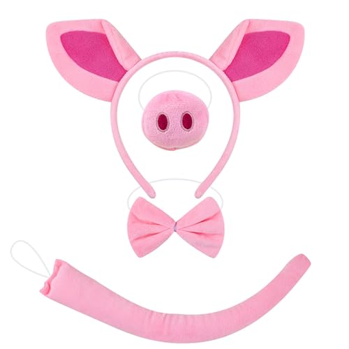 MUNSKT Schweine-Kostüm-Set, Schweineohren, Nasenschwanz und Fliege, Kostüm-Set, Zubehör, für Kinder, Halloween-Party, Weltbuchtag, Kostümpartys, Verkleidungen MUNSKT Schweine-Kostüm-Set, Schweineohren, Nasenschwanz und Fliege, Kostüm-Set, Zubehör, für Kinder, Halloween-Party, Weltbuchtag, Kostümpartys, Verkleidungen von MUNSKT