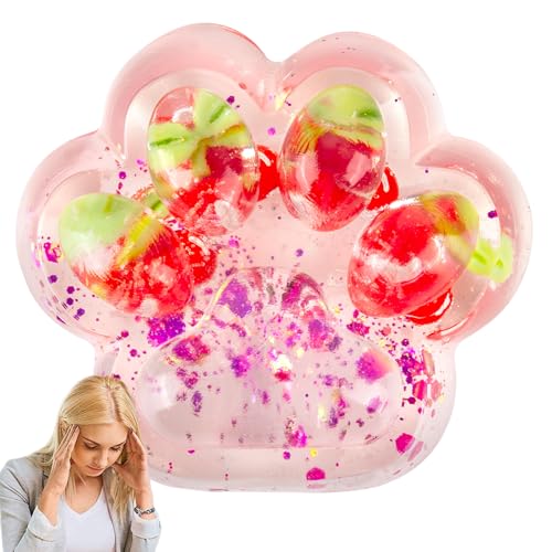 MUNSKT Squishy Riesenpfotenspielzeug, Katzenpfotenspielzeug, Anti-Stress, Squishy Toy zum Zusammendrücken in Form von Katzenpfoten, Spielzeug für große Katzen, Fidget Toys für (Kirsche) von MUNSKT