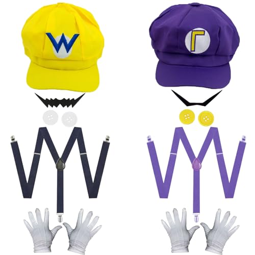 MUNSKT Super Bros Kostüm-Set, Hut, Schnurrbart, Handschuhe, Knöpfe und Hosenträger für Erwachsene und Kinder, ideal für Cosplay, Party, Karneval, Halloween-Kostüm, Geburtstag und Neujahr MUNSKT Super Bros Kostüm-Set, Hut, Schnurrbart, Handschuhe, Knöpfe und Hosenträger für Erwachsene und Kinder, ideal für Cosplay, Party, Karneval, Halloween-Kostüm, Geburtstag und Neujahr von MUNSKT