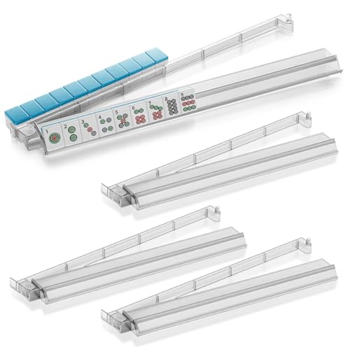 MUOLVSQ Set mit 4 Mahjong-Ständern aus Acryl mit Schubstangen – transparente und langlebige Mahjong-Ständer for unterwegs, Spiele zu Hause und for Spielen bei Nacht(Transparent) von MUOLVSQ