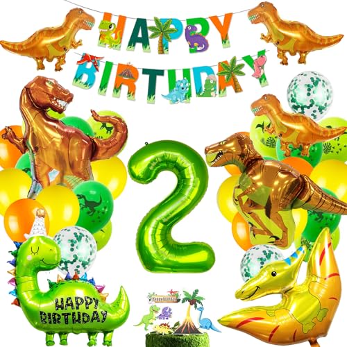 Dino Geburtstag Deko Set, 2 Geburtstag Junge,XXL Dinosaurier Folienballon,Jungle Geburtstagsdeko 2 Jahre Junge,Luftballons Grün für Dinosaurier Party Dekoration Dschungel Party Kinder Dino Geburtstag Deko Set, 2 Geburtstag Junge,XXL Dinosaurier Folienballon,Jungle Geburtstagsdeko 2 Jahre Junge,Luftballons Grün für Dinosaurier Party Dekoration Dschungel Party Kinder von MUSELK