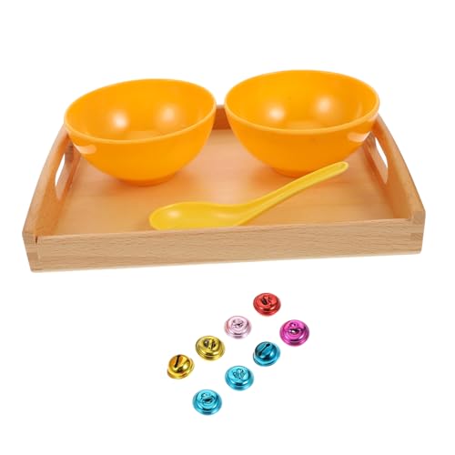1 Satz Montessori Bell für Lustiges Küchenspielzeug Geschicklichkeit und Konzentration Holztablett für Kreative Lernmomente Zufällige Farbe von MUSISALY