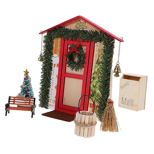 MUSISALY Puppenhaus - Weihnachtspuppenhaus Türszene Miniatur Weihnachtspuppenhaus Holztür Für Puppenhaus MUSISALY Puppenhaus - Weihnachtspuppenhaus Türszene Miniatur Weihnachtspuppenhaus Holztür Für Puppenhaus von MUSISALY
