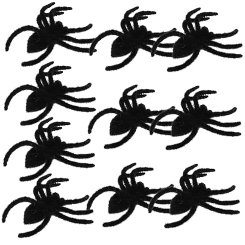 MUSISALY 10 Stück Teiliges Halloween Spinnen-deko Realistische Schwarze Spinnen Simulation für Party Pranks Bühnenauftritte Gruselige Dreidimensionale Halloween Dekoration von MUSISALY