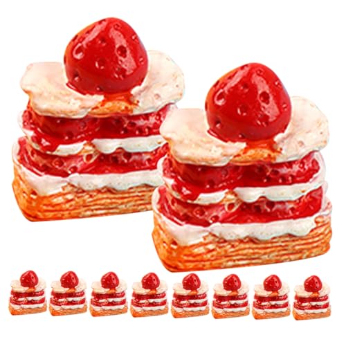 MUSISALY 12 Stück Erdbeer Sahne Kuchen Mini Ornament Miniatur Kuchen Simulierter Mini Kuchen Gefälschtes Dessert Mini Zubehör Miniatur Rollenkuchen Dekorative Fake Food von MUSISALY
