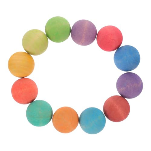 MUSISALY 12st Vorschulspielzeug Holzkugel Lernspielzeug Runde Kugeln Aus Holz Kleine Kleinkindspielzeuge Regenbogenballspielzeug Kugelspielzeug Aus Holz Kugeldekor Aus Holz Hölzern von MUSISALY