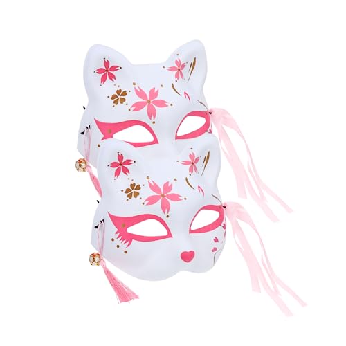 MUSISALY 2 Stück Sakura Fuchs Halbmaske für Halloween und Maskenball Leichte Festliche Masken Cosplay Requisiten für Erwachsene Einfach zu Tragen Einzigartiges Design Festliche Accessoires von MUSISALY