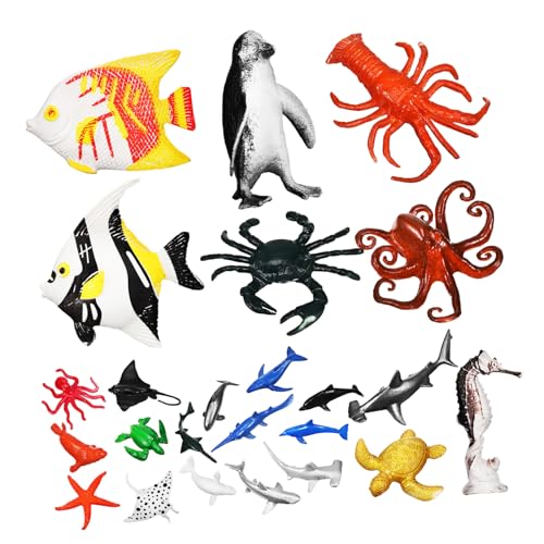 MUSISALY 24 Stück Teiliges Mini Meerestiere Spielset aus Sicherem Kunststoff Realistische Kleine Meerestiere Tierfiguren Langlebig und Pädagogisch für Dekorieren von MUSISALY
