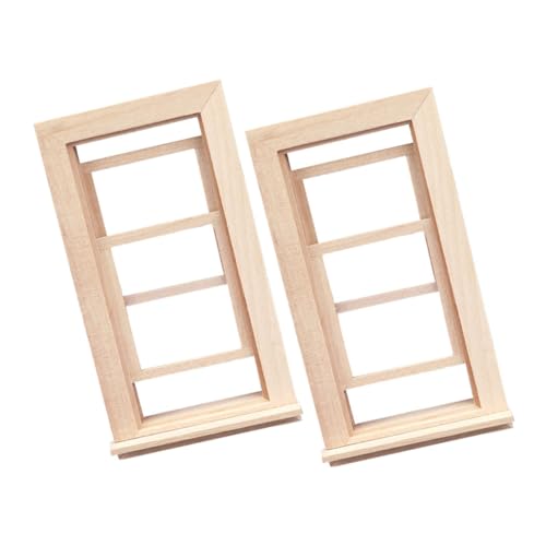 MUSISALY 2pcs Dollhouse Miniaturfenster Rahmen 1:12 Holzminiaturmöbel Winziges Fensterrahmenmodell Für Fairy Garden Dollhouse Propt Playset von MUSISALY