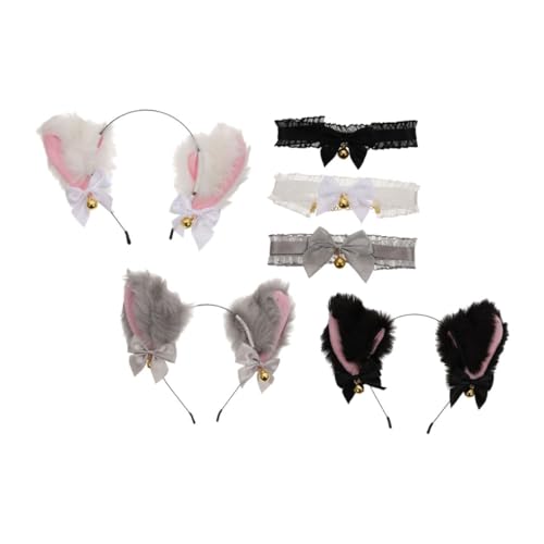 MUSISALY 3 Sätze Teiliges Katzenohren Haarreif und Choker für Cosplay Lustige Kostümaccessoires für Karneval und Partys Einfach Anzubringen Langlebig und Dekoration von MUSISALY