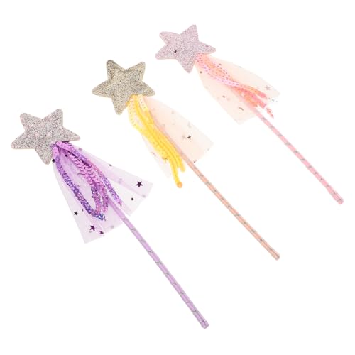 MUSISALY 3 Stück Teiliges Glitzerstab mit Sternform Glitzernde Feenstäbe in Gold Langlebiges Material für Halloween Geburtstage Kostümpartys und Katzen-spielspaß von MUSISALY