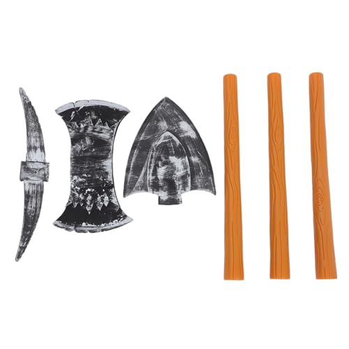 MUSISALY 3 Stück Teiliges Zwergkostüm Requisiten aus Kunststoff Leichtes Doppelaxt und Spitzhacke Realistische Halloween Bühnenperformance Accessoires für Fantasy Themenpartys von MUSISALY