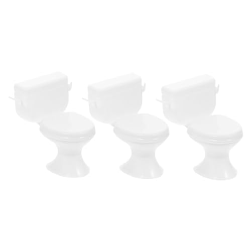 MUSISALY Mini Puppenhaus 3 Teiliges Puppenhaus Zubehörset Toilettenmodell Für Puppenhaus Dekoration Badezimmer Accessoires Kreative Spielwelten Toilette von MUSISALY