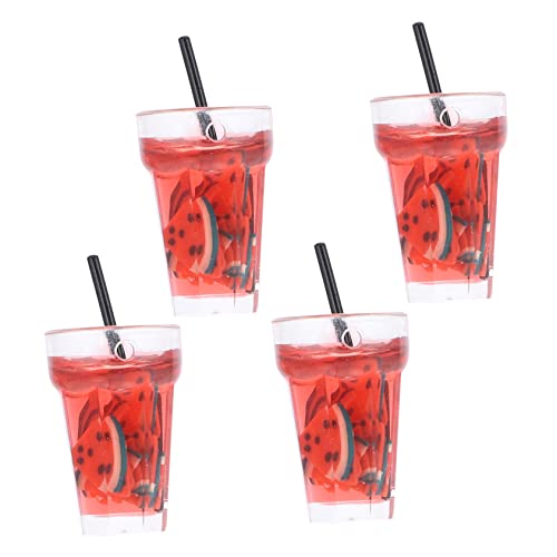 MUSISALY 4 Stück Zitronentee-Modell DIY Schlüsselanhänger Mini-haussaftmodelle Miniaturszenendekore Miniatur- Trinkbecher Miniatur-saft- Zitronentee- Tee-anhänger Harz Rot von MUSISALY