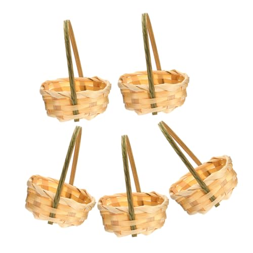 MUSISALY 5St Handkorb aus Easter Baskets bambuskorb Puppenhausdekoration Miniaturkorb Aufbewahrungskorb mit Deckel Körbe Babykorb Mini-Korbdekoration Mini geflochtener Korb von MUSISALY