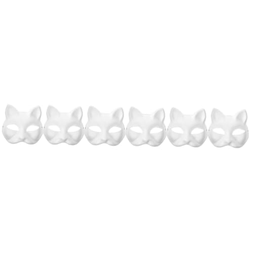 MUSISALY 6 Stk Diy-weißbuch Kostümmaske Aus Papier Halbleere Handbemalte Masken Weiße Papiermaske Mit Katze Unbemalte Einfache Bastelmasken Katze Cosplay-maske Diy-papiermaske Fuchs Katze von MUSISALY