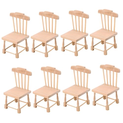 MUSISALY 8 STK Kleiner Mini-Stuhl Mit Dünner Linie Mini-hausstuhl Aus Holz Mini- -holzstühle Miniatur-puppenhausmöbel Mini- -holzstuhl Modell Kleine Holzstühle Stuhlmodell Birke Khaki von MUSISALY