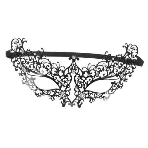 MUSISALY Metal Halloween Maske Damen Halbgesichts-maske aus Sicherem Metall für Masquerade Cosplay Kostümparty und Karneval Weiß mit Strass Geschenkidee für Erwachsene von MUSISALY