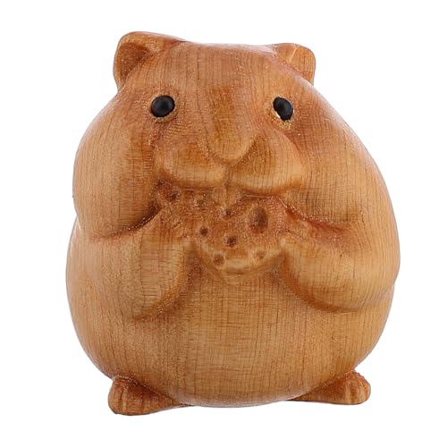 MUSISALY Natürliche Tierfigur Aus Holz – Mini-Hamster-Statue Bezauberndes Wohndekor Einzigartiges von MUSISALY