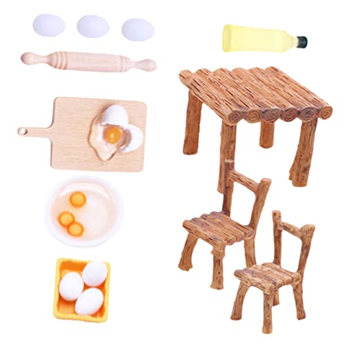 MUSISALY 1 Set Puppenhaus Esstisch Stuhl Mini Spielzeug Miniatur Esstisch Mini Holzstühle Küchenbedarf Für Kit von MUSISALY