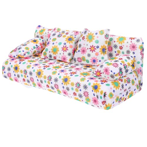 MUSISALY Miniatur-Sofa-bausatz Puppenhausmöbel Sofa Blumenmuster Für Die Raumdekoration von MUSISALY
