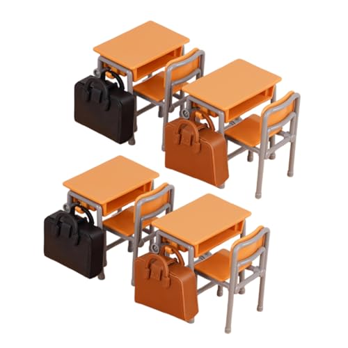 MUSISALY Miniaturklassenmodell Miniaturmöbel für Dollhouse Miniaturmöbel und Accessoires Dollhouse School Bag Models Miniatur-Schulmöbel Mini-Puppenhausmöbel Miniatur-Schulbank Plastik Gelb von MUSISALY