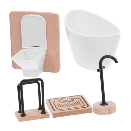 MUSISALY Puppenhaus Badezimmer Set Miniaturmöbel aus Holz und Kunststoff Realistisches Badezimmer mit Toilette Badewanne Wasserhahn Handtuchhalter Mini Langlebig für DIY und Puppenhaus MUSISALY Puppenhaus Badezimmer Set Miniaturmöbel aus Holz und Kunststoff Realistisches Badezimmer mit Toilette Badewanne Wasserhahn Handtuchhalter Mini Langlebig für DIY und Puppenhaus von MUSISALY