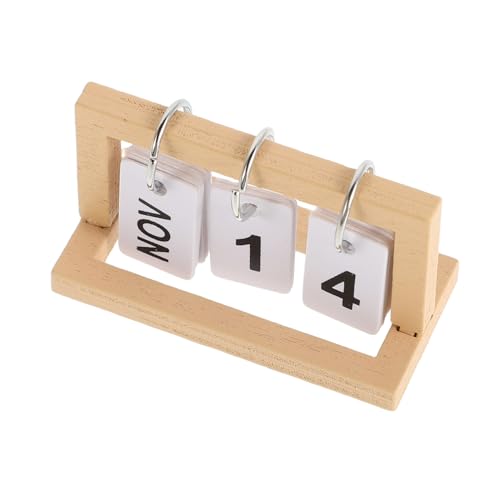 MUSISALY Winziger Desktop-Kalender Für Puppenhaus Kalender Holz Adventskalender Zubehör Mini Büro Beige von MUSISALY