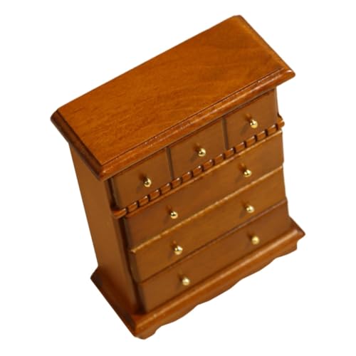 MUSISALY Puppenhausschrank Gebäude Miniaturen klein Dekorationen ästhetisch Bausatz puppenhauszubehör puppenhaus Schrank Dekoration Puppenhaus Minischrank Miniatur-Schrankmodell Holz Brown von MUSISALY