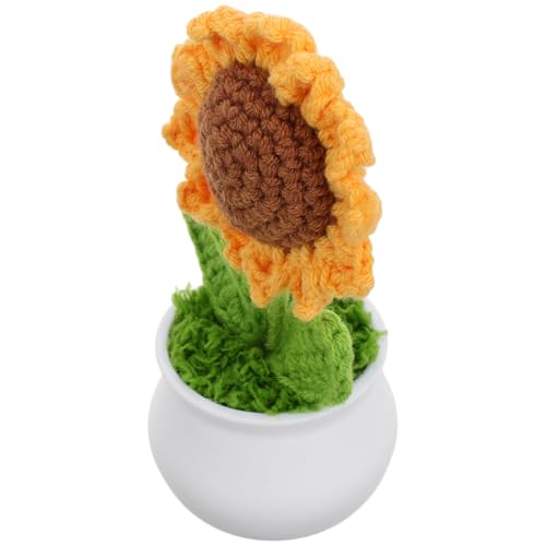 MUSISALY Simulierte Sonnenblume süße Häkelarbeit Auto Pflanzen Plüschblumen gestrickte Blumen Sonnenblume deko wohnaccessoires künstliche Sonnenblume häkeln Sonnenblumen aus Wollstrick Garn von MUSISALY