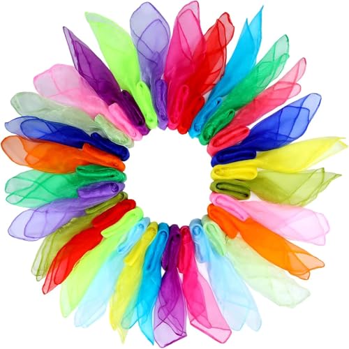 MUSLONG 30 Stück Square Jongliertücher Tanz Tücher Bunte Chiffontücher in 15 Farben 60x60cm Gymnastiktücher für Kindergarten Kindershow & Erwachsen Performance Schals Jonglieren und Sensorisches MUSLONG 30 Stück Square Jongliertücher Tanz Tücher Bunte Chiffontücher in 15 Farben 60x60cm Gymnastiktücher für Kindergarten Kindershow & Erwachsen Performance Schals Jonglieren und Sensorisches von MUSLONG