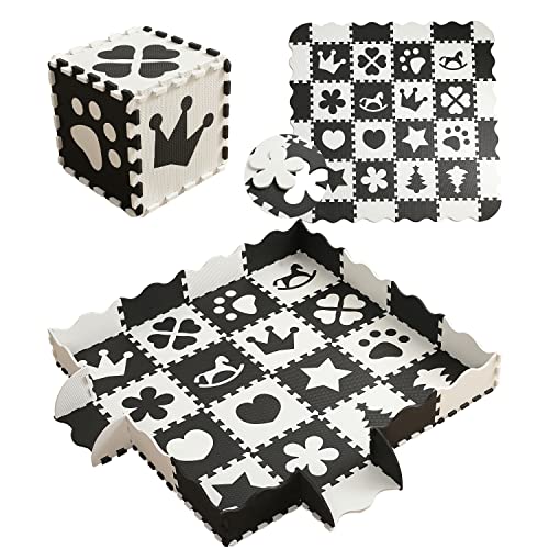 MUSOLEI Puzzlematte Baby Puzzle Matte Boden Kinder Spielmatte Kinderspielteppich mit Zaun Eva Schaumstoff Schadstofffrei XXL Baby Krabbelmatte 36 Stücke rutschfest 142×142×1cm schwarz, Modell 03 MUSOLEI Puzzlematte Baby Puzzle Matte Boden Kinder Spielmatte Kinderspielteppich mit Zaun Eva Schaumstoff Schadstofffrei XXL Baby Krabbelmatte 36 Stücke rutschfest 142×142×1cm schwarz, Modell 03 von MUSOLEI