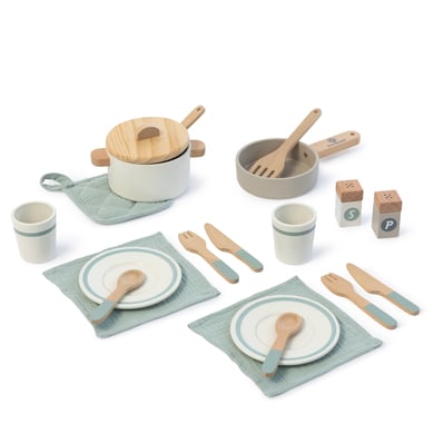 MUSTERKIND® Koch- & Geschirr Set "Aronia", weiß/warmgrau/salbei von Musterkind
