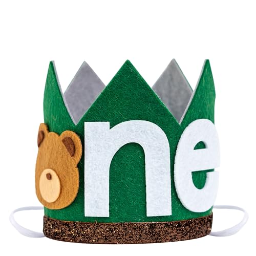 MUWEOL Little Bear First Birthday Crown – Ein Happy Camper 1. Geburtstag, Party-Dekoration (Bärenkrone) von MUWEOL