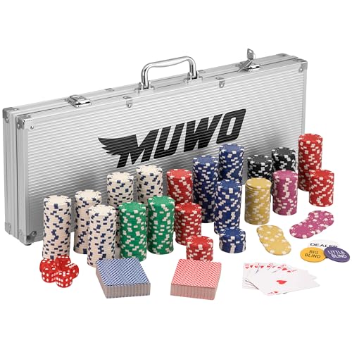 MUWO "All In Pokerkoffer-Set mit 300 Chips oder mit 500 Chips Casino Komplettset im praktischem Alukoffer (500 Chips) von MUWO