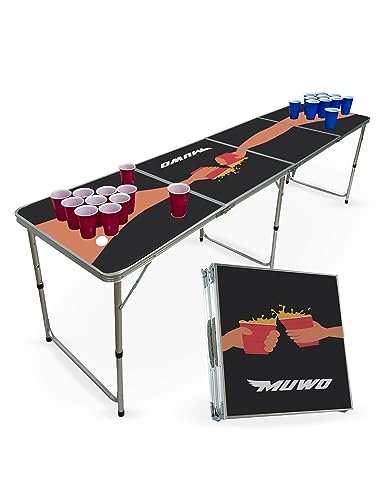 MUWO Bierpong Tisch Set mit 22 Bechern - Der ultimative Klapptisch 60 x 240 cm Partytisch für gesellige Momente (Teamplayer) von MUWO