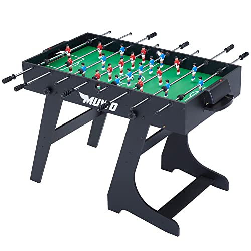 MUWO Mondial Faltbarer Fußball Tischkicker 3 Bälle inklusive. Klappbarer Indoor-Kickertisch, kompakt und leicht verstaubarer. Tischfußball für Erwachsene und Kinder, in 2 Farben, 14 kg (Schwarz) von MUWO