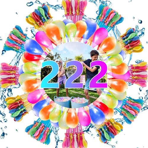Wasserbomben Luftballons 222 Stück Wasserbomben Selbstschließend 11 Bündel Mit je 37 Water Balloons Wasserball Schnellfüller Wasserbomben Set Wasserballons für Sommer Pool Party von MUXIWOM