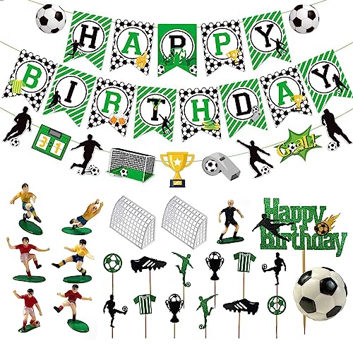 MUYAPAY 24 Stück Fußball Tortendeko Set, Kuchen Deko für Junge Geburtstag Party, HSQIN-ZQDGZS-1 MUYAPAY 24 Stück Fußball Tortendeko Set, Kuchen Deko für Junge Geburtstag Party, HSQIN-ZQDGZS-1 von MUYAPAY