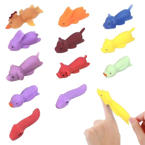 MUYAPAY 12 Stück Schleuder Fingerspielzeug, Steinschleuder Gummi Tierspielzeug, Lustige Fliegende Slingshot, Party Spielzeug für Kinder Erwachsene Weihnachten Geburtstagsgeschenk (Zufällige Farbe) von MUYAPAY