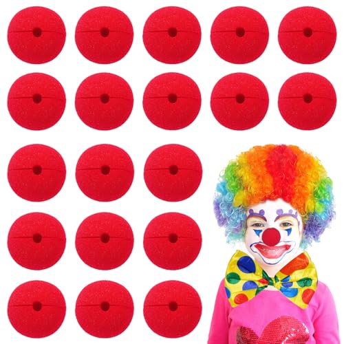 MUYAPAY 20 Stück Clownsnasen Schaumstoff Falsche Nasen in Rot, Cosplay Zirkus-Lustige Kostüm Zubehör, Accessoire Faschingskostüme für Karneval Oder Andere Mottopartys Sofortiger Stressabbau von MUYAPAY