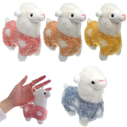 MUYAPAY 4 Stück Alpaka Kuscheltier, Weich Alpaka PlüSchtier, Lama Kuscheltier Mini, Plüsch Alpaka Schlüsselanhänger, für Geburtstagsgeschenke, Abschlusssouvenirs, Ostereierfüller MUYAPAY 4 Stück Alpaka Kuscheltier, Weich Alpaka PlüSchtier, Lama Kuscheltier Mini, Plüsch Alpaka Schlüsselanhänger, für Geburtstagsgeschenke, Abschlusssouvenirs, Ostereierfüller von MUYAPAY