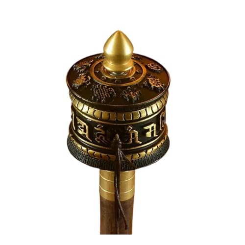 Gebetsmühle, buddhistisches Handgebetsrad, tibetisch-buddhistisches Messing-Gebetsrad, Mehrfarbig(Black) von MUZIT