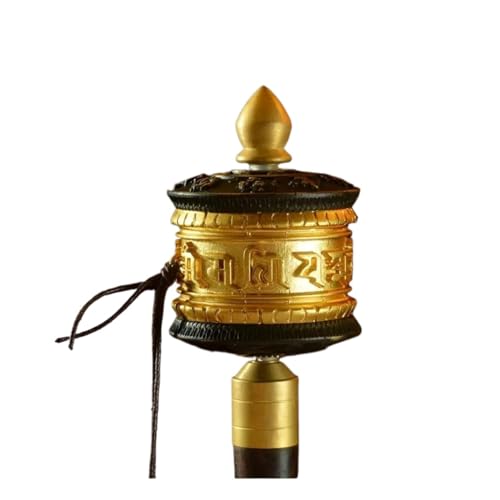 Gebetsmühle, buddhistisches Handgebetsrad, tibetisch-buddhistisches Messing-Gebetsrad, Mehrfarbig(Black+Gold) von MUZIT