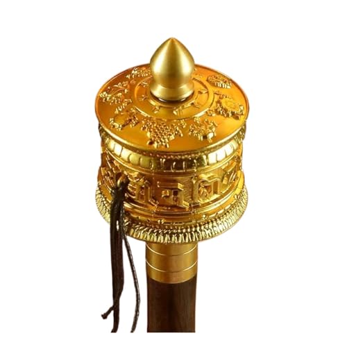 Gebetsmühle, buddhistisches Handgebetsrad, tibetisch-buddhistisches Messing-Gebetsrad, Mehrfarbig(Gold) von MUZIT