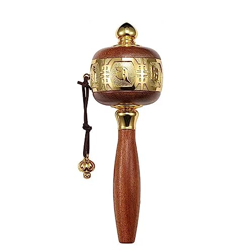 Gebetsmühle, buddhistisches Handgebetsrad, tibetisch-buddhistisches mit 6-stelliger Wahrheit, Mehrfarbig(Gold) von MUZIT